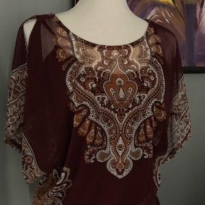 Burgundy Cold Shoulder Blouse